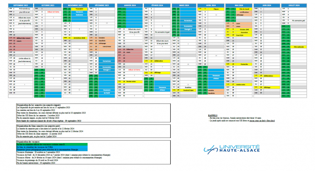 Calendrier Universitaire Uha Image To U